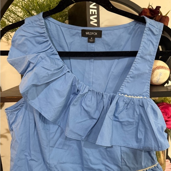 Wildfox Blue tank Ruffle Blouse size medium - Picture 2 of 7